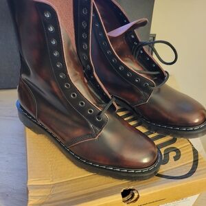Classic Burgundy Leather Lace-Up Boots